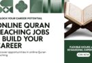 Online Quran teaching jobs 2025 – Virtual Quran tutor teaching students through laptop and headphones.